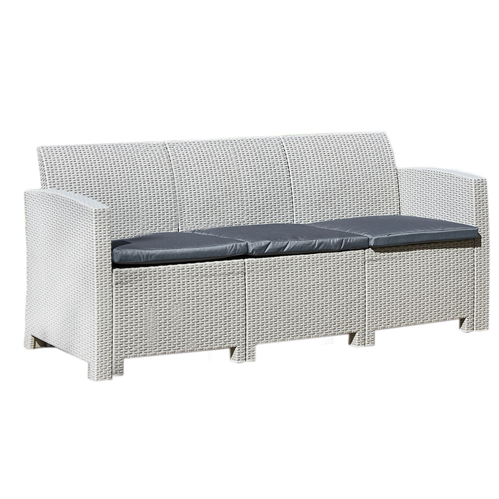 3-Seater Rattan Effect Sofa in Grey | Marbella